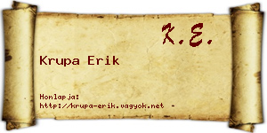 Krupa Erik névjegykártya